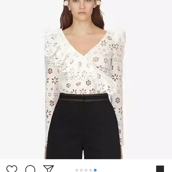 Broderie frill self portrait top in US 0 UK4 - Picture 6 of 8